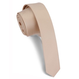 GUSLESON Champagne Skinny Tie Solid Silk Ties For Men Thin Slim Necktie (0801-10)