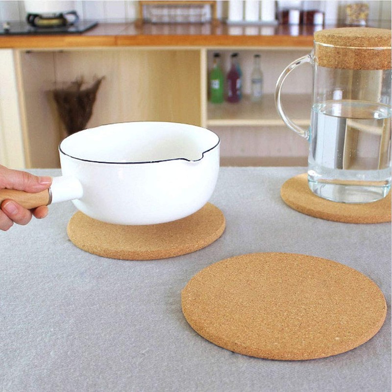 Set of 3 Round Cork Coasters 16cm x 1cm