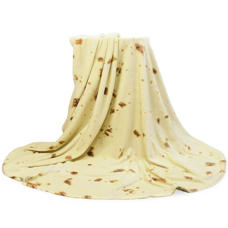 Bold And Brash Burrito Tortilla Blanket, Novelty Food Throw Blanket