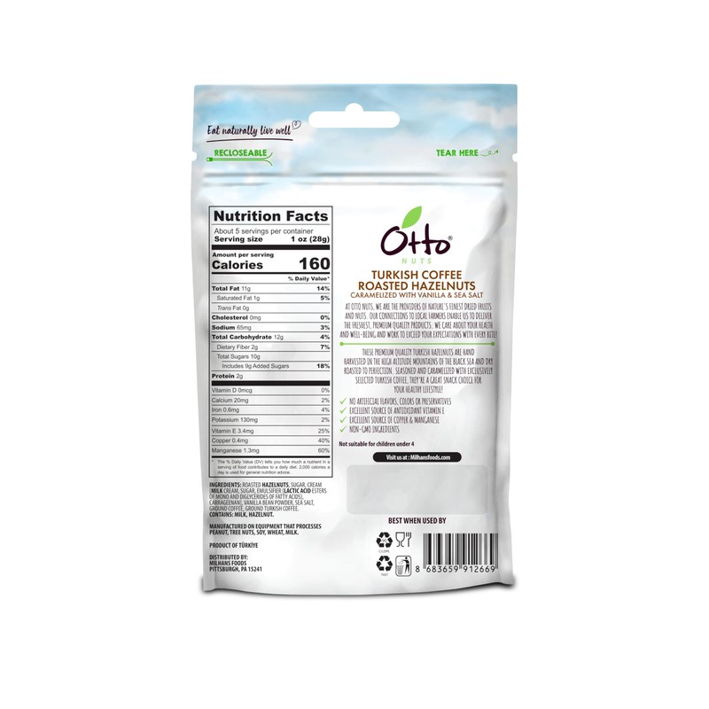 Otto Nuts - Turkish Coffee Roasted Hazelnuts, Non-GMO Naturally Vegan