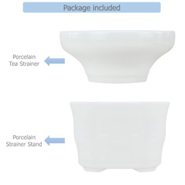 EIKS Porcelain Tea Strainer with Holder Base Fine Mesh Filter for Loose-leaf Tea Gongfu Tea Coffee Beverages