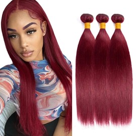 Burgundy Bundles Human Hair 99J Straight 3 Bundles 16 18 20 inch CnumGunm Brazilian Remy Hair Red Bundle for Women
