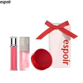 ESPOIR Couture Lip Tint Glaze Special with Mini Cushion & Lip Gloss Gift Package Special Set 4items, Color:Marmalade