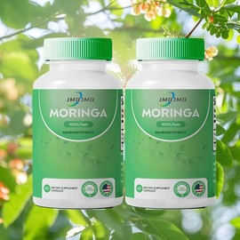 JMQJMQ 800mg Moringa Supplement for Immune Support, Gut Health, Vitamins A & B Vitamins, Natural Green Antioxidant, Supports Energy & Skin Health - Colour: 2bottles