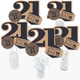 Big Dot of Happiness Finally 21-21st Birthday Party Centerpiece Sticks - Table Toppers - Set of 15