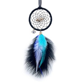 Evil Eye Hanging Pendant Car Charm Ornament, Jiyamony Small Dream Catcher for Car Rearview Mirror Accessories Good Luck Charm with a Keychain Gift