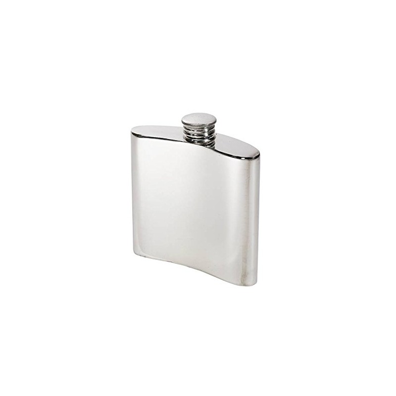 Wentworth Pewter - Plain Polished Pewter Kidney Flask, Hip Flask,