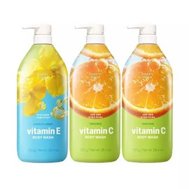 Happy Bath Vitamin Body Wash Canola Flower + Fresh Tangerine, 3 Pieces, 750g / 해피바스 비타민 바디워시 유채꽃 + 생귤, 3개, 750g