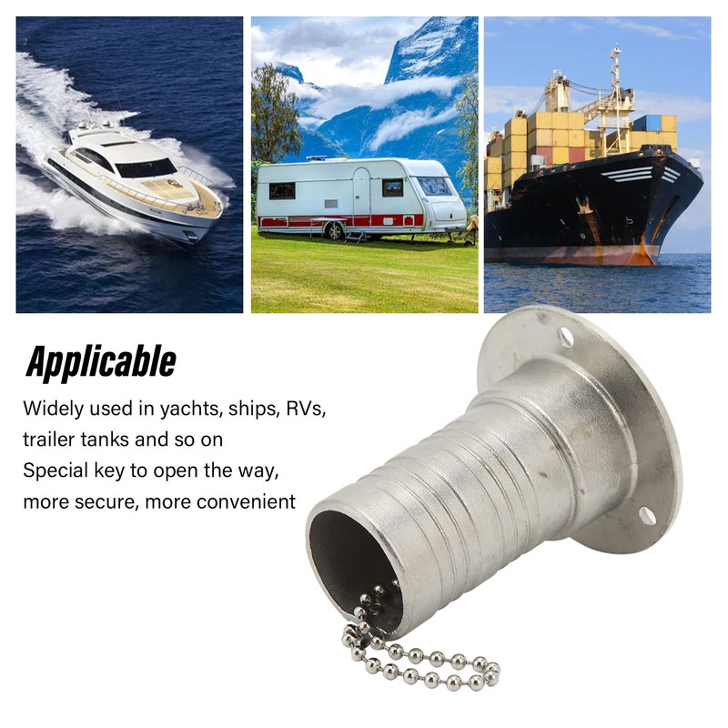 Marine Boat Deck Filler with Keyless Cap Stainless Steel Mirror