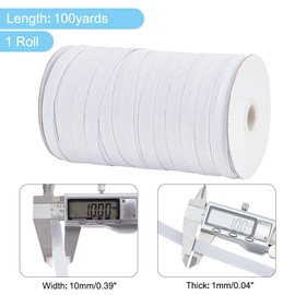 PandaHall Elite flat elastic cord, White, 10x1mm