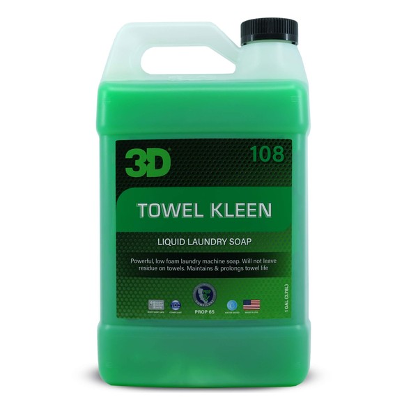 3D Towel Kleen - Premium Microfiber Towel Laundry Detergent - Cleans, Restores & Maintain Towel Life - Low Foam, No Residue Technology 1 Gallon