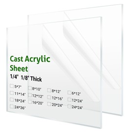 2 Pieces 8" x 12" Cast Plexiglass Sheet -1/8" Thicknesses Clear Acrylic Sheet Clear Plastic Sheet, for Sign,Craft, Photo Frame, DIY Display Projects, Cut with Engraver, Power Saw, Laser or Hand Tools