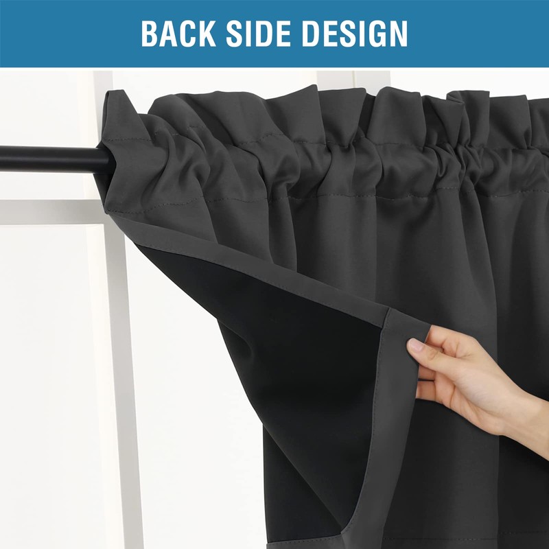 H.VERSAILTEX 100% Blackout Curtain Valances for Kitchen Windows/Bathroom/Living Room/Bedroom Thermal