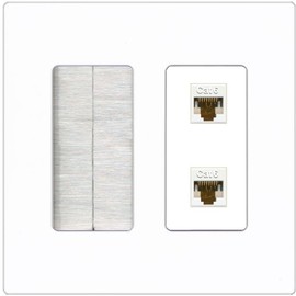 RiteAV 2 Port Cat6 Ethernet Wall Plate - Brush [Screwless White]