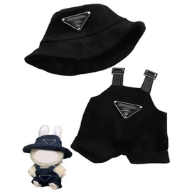 IPNSDON 1hat+1romper 17cm lububu Doll Clothes Set for 17cm lbubu Accessories Suit no Doll only Clothes (black)