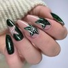 Christmas Press on Nails Medium Almond Fake Nails Green False