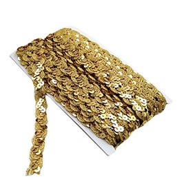 Yalulu - Lentejuelas planas de 10 metros con lentejuelas y lentejuelas planas para coser para novia, boda (naranja)