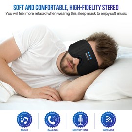 MUSICOZY Sleep Headphones Masks, Headphones Masks for Sleeping Wireless Music Mask, Bluetooth Sleep Eye Mask for Sleeping for Side Sleepers Men Women with Speakers Cool Tech Gadgets Gifts(Black)