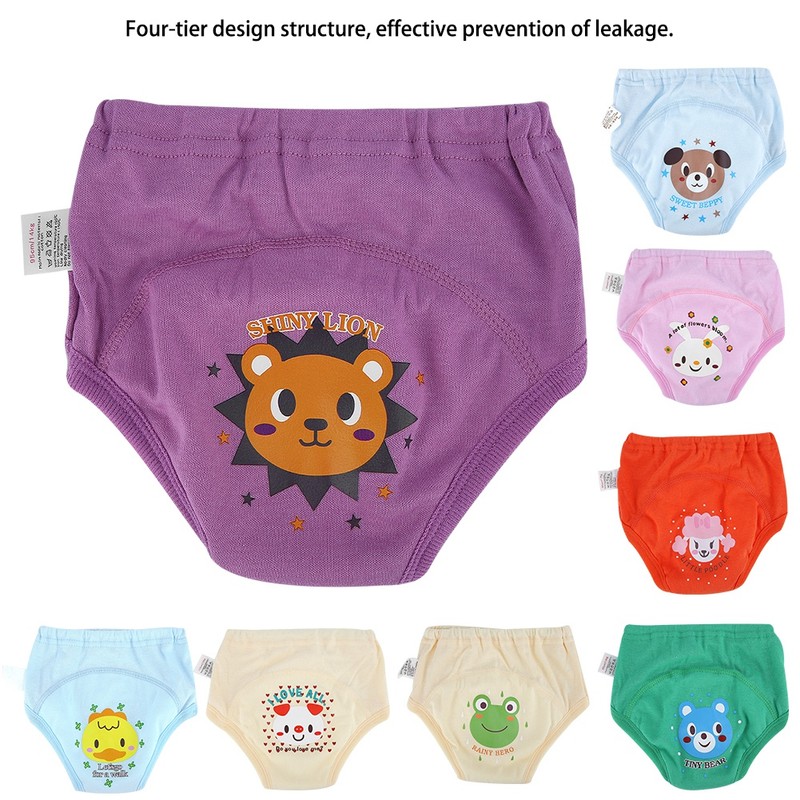 8PCS Baby Cloth Cartoon Waterproof Diapers Nappies Toddler 4 Layers