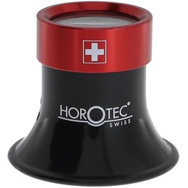 KD89 Horotec 00.025 Watchmaker's Magnifying Glass with Screw Ring Made of Aluminium, Red, Light and Robust, Perfect Workmanship, Black, N°1 - Large Size x 10.5