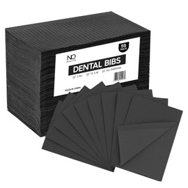 50 Pack 13"x 18" Black Dental Bibs Disposable - Soft and Waterproof Dentist Bibs Napkin for Medical Patients Dental Tray Covers, 3 Ply Disposable Dental Bibs, Tattoo Bibs & Disposable Nail Mats