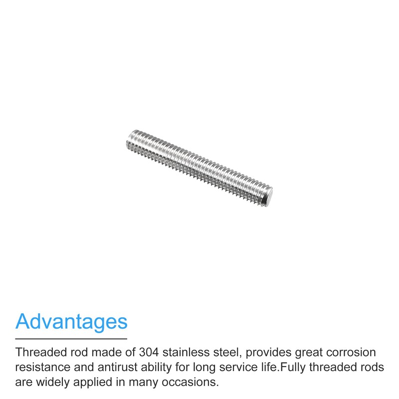 sourcing map Fully Threaded Rod M5 x 30 mm 0.8
