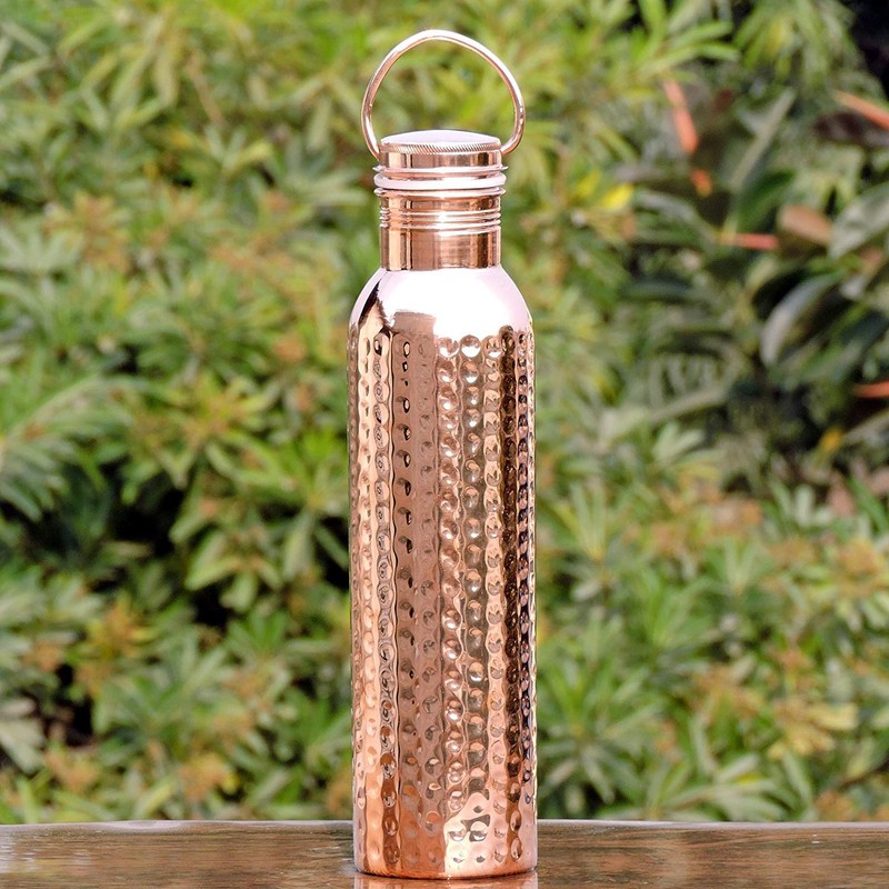 ANCIENT IMPEX Hammered Pure Copper Water Bottle with HANDLE for