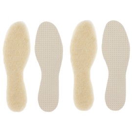 2 Pairs of Real Warm Cuddly Lambswool Insoles Basic Cream for Men and Women Size 36-48 (UK 3.5-13) - White - 43 EU