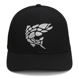 Paramount Outdoors Rock Fish 3-D Puff Embroidery Fishing Hat Salmon Trout Fly Fishing Baseball Cap (Black)