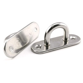 Lind Kitchen 2-Pack M6 Strip Type Eye Plate with Enclosed Hook 304 Stainless Steel Heavy Duty Ceiling & Wall Mount Hanging Hardware Fitting for Yoga Hammock Swing Marine Boat Application