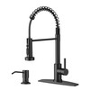 FORIOUS Black Kitchen Faucet with Soap Dispenser, Stainless Steel Kitchen
