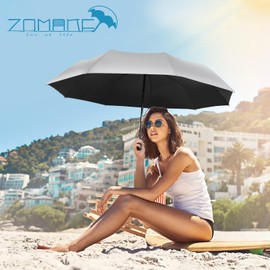 ZOMAKE parasol, UPF 50+ UV protection umbrella, automatic opening and closing umbrella, silver coating umbrella, small pocket umbrella foldable, compact for women, men and family