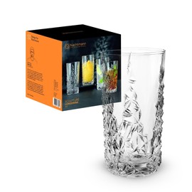 Nachtmann Sculpture 14 oz Long Drink Glasses – Set of 4 Lead-Free Crystal Drinkware, Stylish Design for Cocktails & Beverages, Elegant Stemware for Dining, Entertaining, Parties & Special Occasions