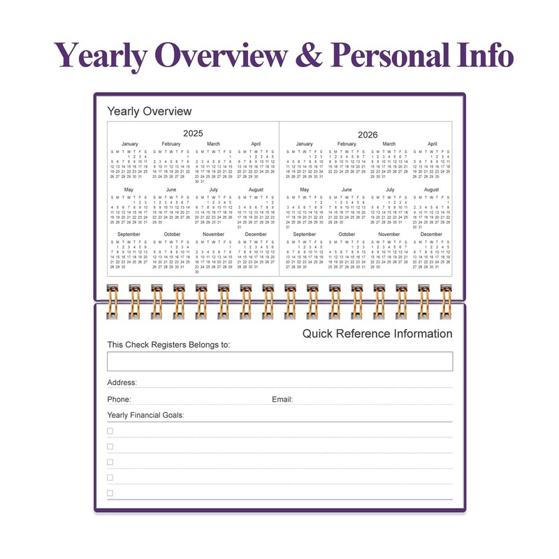 Check Registers for Personal Checkbook - A6 Blank Ledger Transaction