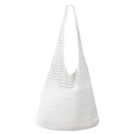 Stizimn Crochet Bags for Women Summer Beach Tote Bag Aesthetic Tote Bag Hippie Bag Knit Bag (White)