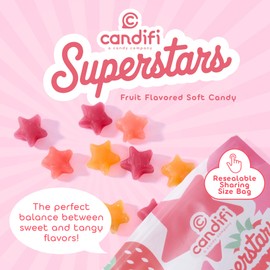 Candifi Superstars Gummy Stars – Dye Free – No Artificial Ingredients – Vegan Candy – Fruit Flavored Soft Chewy Star Candy with Natural Colors & Flavors – Kosher No Gelatin, Gluten Free Snacks (8 oz)