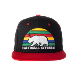 Artisan Owl California Bear Snapback Cap - Stylish Bear Design, Perfect for Casual Wear and Outdoor Adventures (Black & Red)
