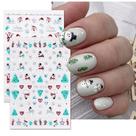 Christmas Nail Art Sticker Laser Silver 3D Self-Adhesive Nail Decals Art Design Holographic Santa Claus Elk Snowman Nail Art Sticker Decoration for Women Manicure Tips Acrylic Nails DIY Nails Supplies