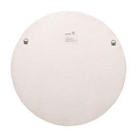 East at Main Round White Wall Mirror with Coconut Shell Frame – 28.25" Handcrafted Boho Accent Mirror for Bathroom, Living Room, or Entryway – Decorative Rustic Mirror with Painted Natural Texture