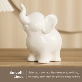 PIDUDU Ceramic Elephant Figurine Ornaments,Elephant Ring Holder,Home Decor Housewarming Blessing Congratulatory Gift White (White1)