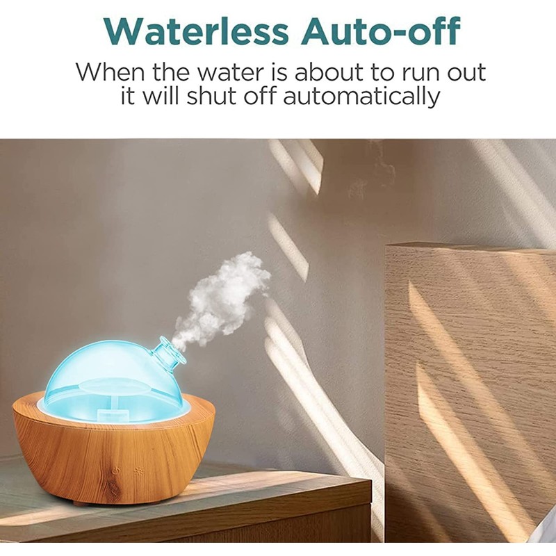 280ml Glass Essential Oil Diffuser Wood Grain Base Air Aroma