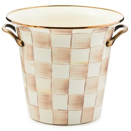 MACKENZIE-CHILDS Wine Cooler, Champagne and Wine Bucket, Ice Bucket, Brown-and-White Mocha Check