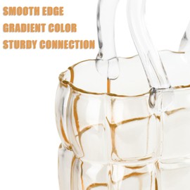 Unique Purse Vase for Flowers,11'' Handmade Thicken Bubbled Glass Bag Vases with Gradient Color for Home Decors .Great Clear Purse Flower Vase for Centerpiece,Floral Arrangement,Wedding Decors.