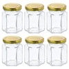 HARFINGTON 6pcs Hexagon Glass Honey Jars 2.7oz Small Mini Honey