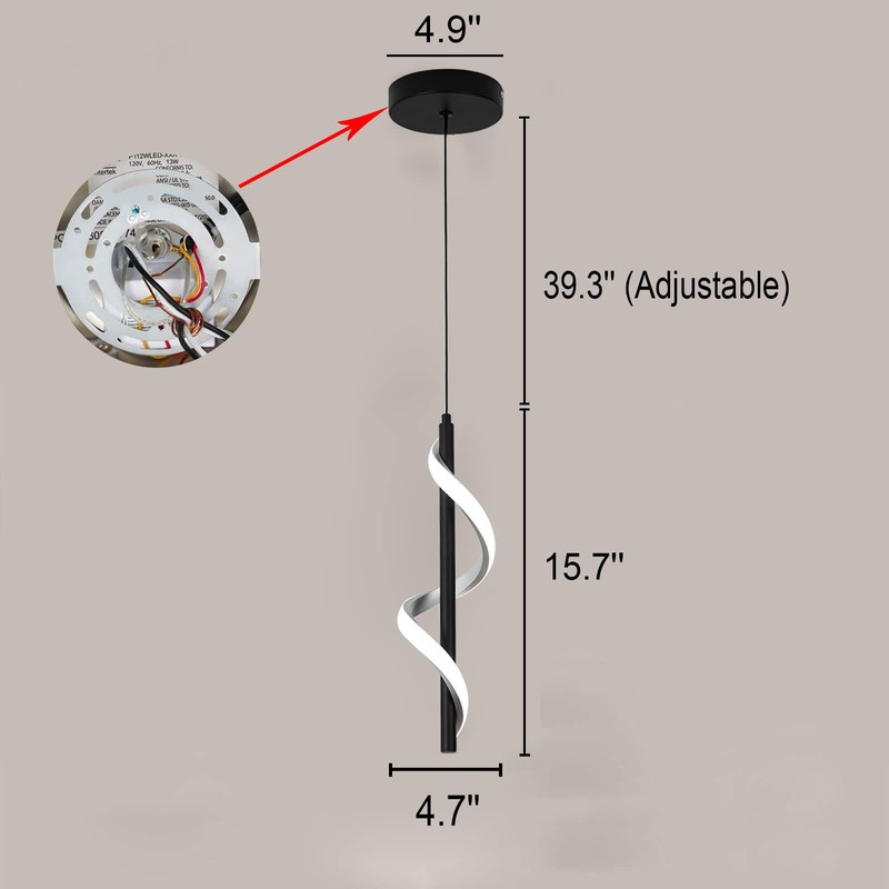 CANEOE Creative Led Pendant Light, 5500K Spiral Modern Modern Led