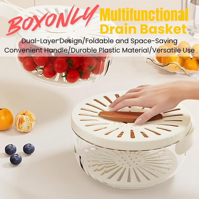 Boxonly Multifunctional Fruit and Vegetable Washing Bowl with Lid –