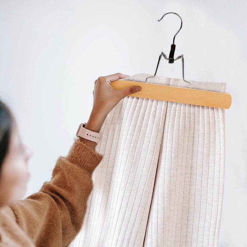 Nature Smile Wooden Pants Skirt Hangers, Smooth Finish Solid Wood