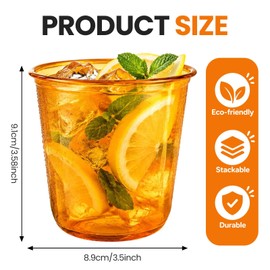 100 Pack 12oz Clear Orange Disposable Stemless Wine Glasses