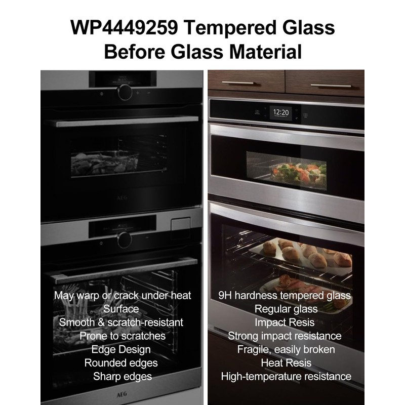 Upgraded WP4449259 Oven Door Glass Replacement Fit for Whirlpool Oven,