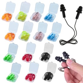 14 pares de Tapones para los Oídos de Cuerda de Natación Reutilizables Tapones para los Oídos Impermeables Tapones para los Oídos de gel de Sílice para Dormir Reducción del Ruido Tapones para los Oídos para Nadar, Roncar, Dormir y Lugares Ruidosos